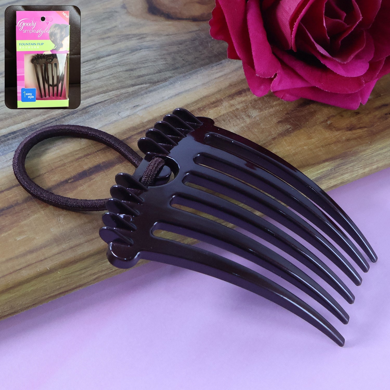Ponytail Comb with Elastic Loop - (1 Pc) Ponytail Comb with Elastic Loop - (1 Pc)